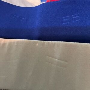 Two Susan Graver skirts, small size. Tan and royal blue.